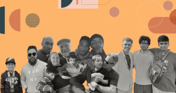 Artistic collage of father and children from the Fathers' Autism Support Group